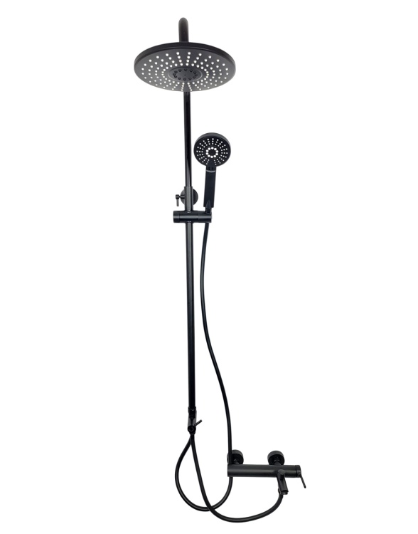 UNO BLACK zestaw bateria prysznicowa wannowa z deszczownicą CZARNY