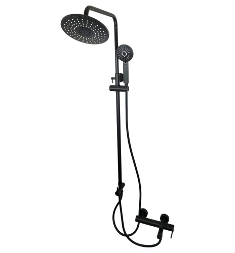 UNO BLACK zestaw bateria prysznicowa wannowa z deszczownicą