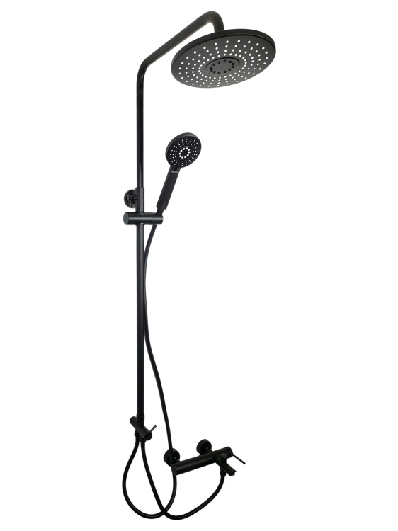 UNO BLACK zestaw bateria prysznicowa wannowa z deszczownicą CZARNY