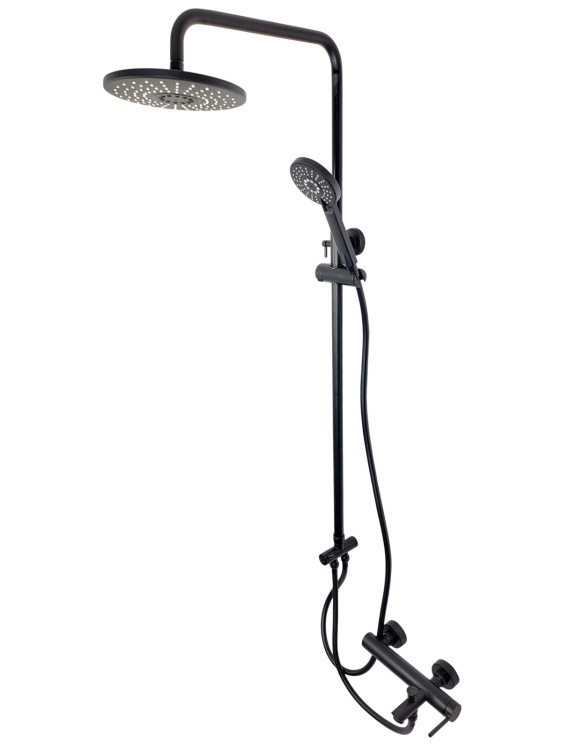 Zestaw UNO BLACK bateria prysznicowa wannowa z deszczownicą CZARNY