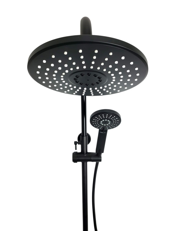 UNO BLACK zestaw bateria prysznicowa wannowa z z czarną deszczownicą