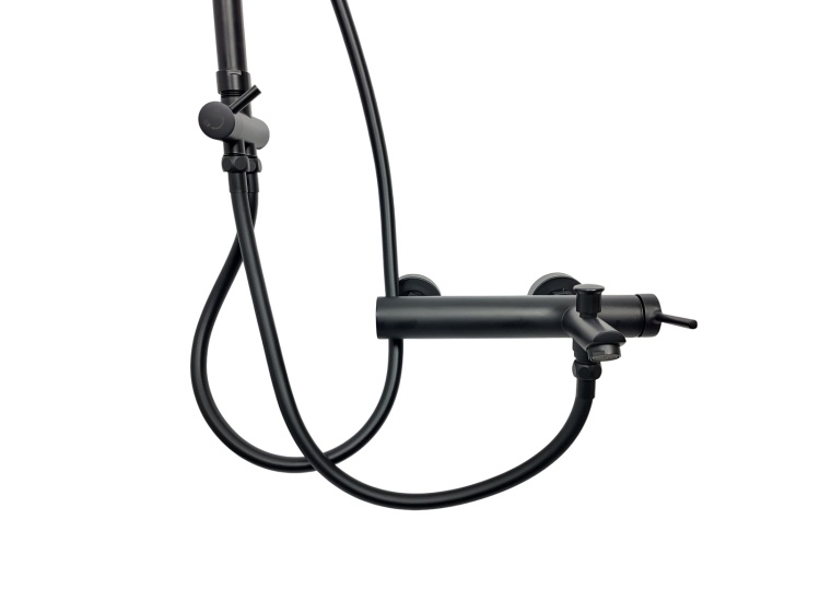 UNO zestaw bateria prysznicowa wannowa z deszczownicą BLACK