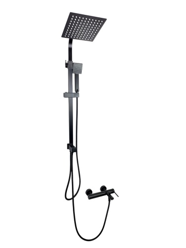 QUBUS Zestaw Natryskowy z Deszczownicą i Baterią Czarną UNO (9060B + 9222-5B)