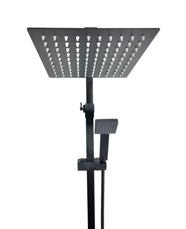 QUBUS Zestaw Natryskowy z Deszczownicą i Baterią Czarną UNO (9060B + 9222-5B)