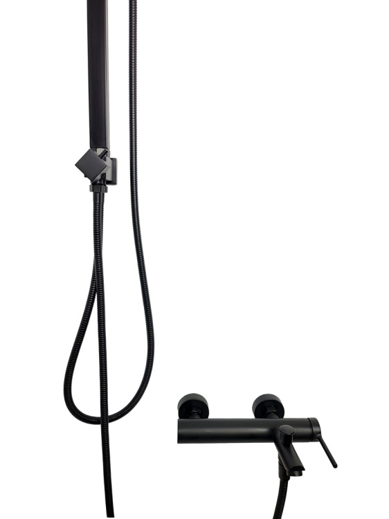 QUBUS Zestaw Natryskowy z Deszczownicą i Baterią Czarną UNO (9060B + 9222-5B)