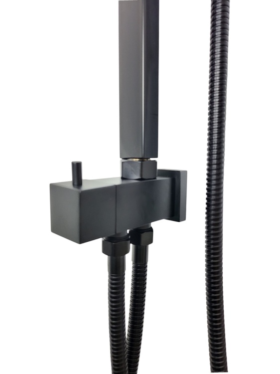 QUBUS Zestaw Natryskowy z Deszczownicą i Baterią Czarną UNO (9060B + 9222-5B)