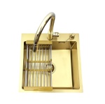 Zlewozmywak stalowy STELLMAN 5050 Gold z Dozownikiem, Koszykiem i Baterią AFINO