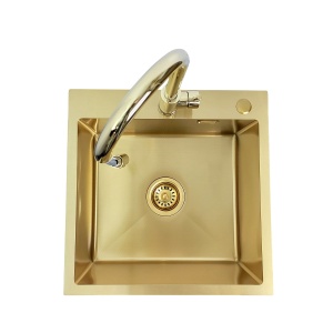 Zlewozmywak stalowy STELLMAN 5050 Gold 50x50 + bateria AFINO Gold