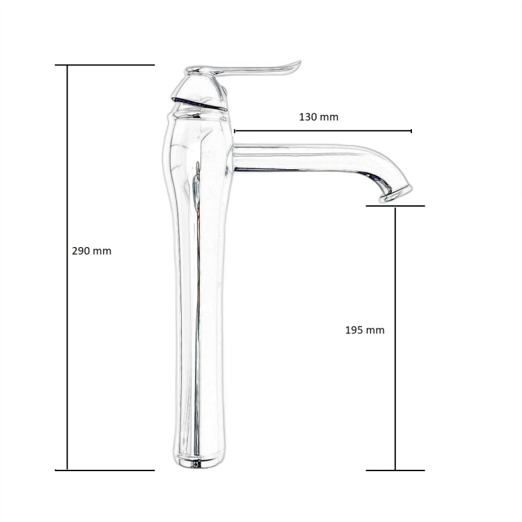 Bateria umywalkowa nablatowa REMINI chrom (rysunek techniczny)