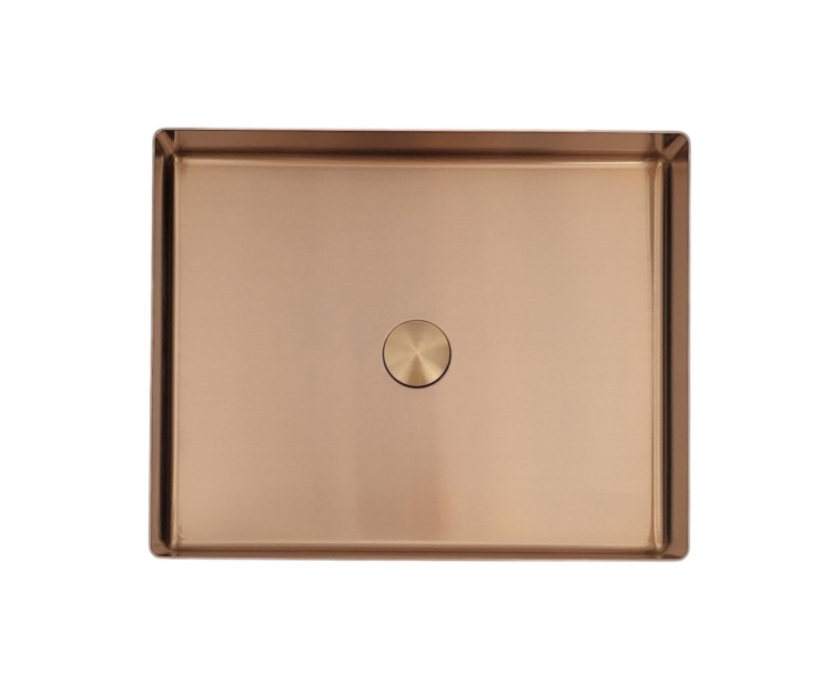Umywalka prostokatna stalowa nablatowa 50x40 miedziana