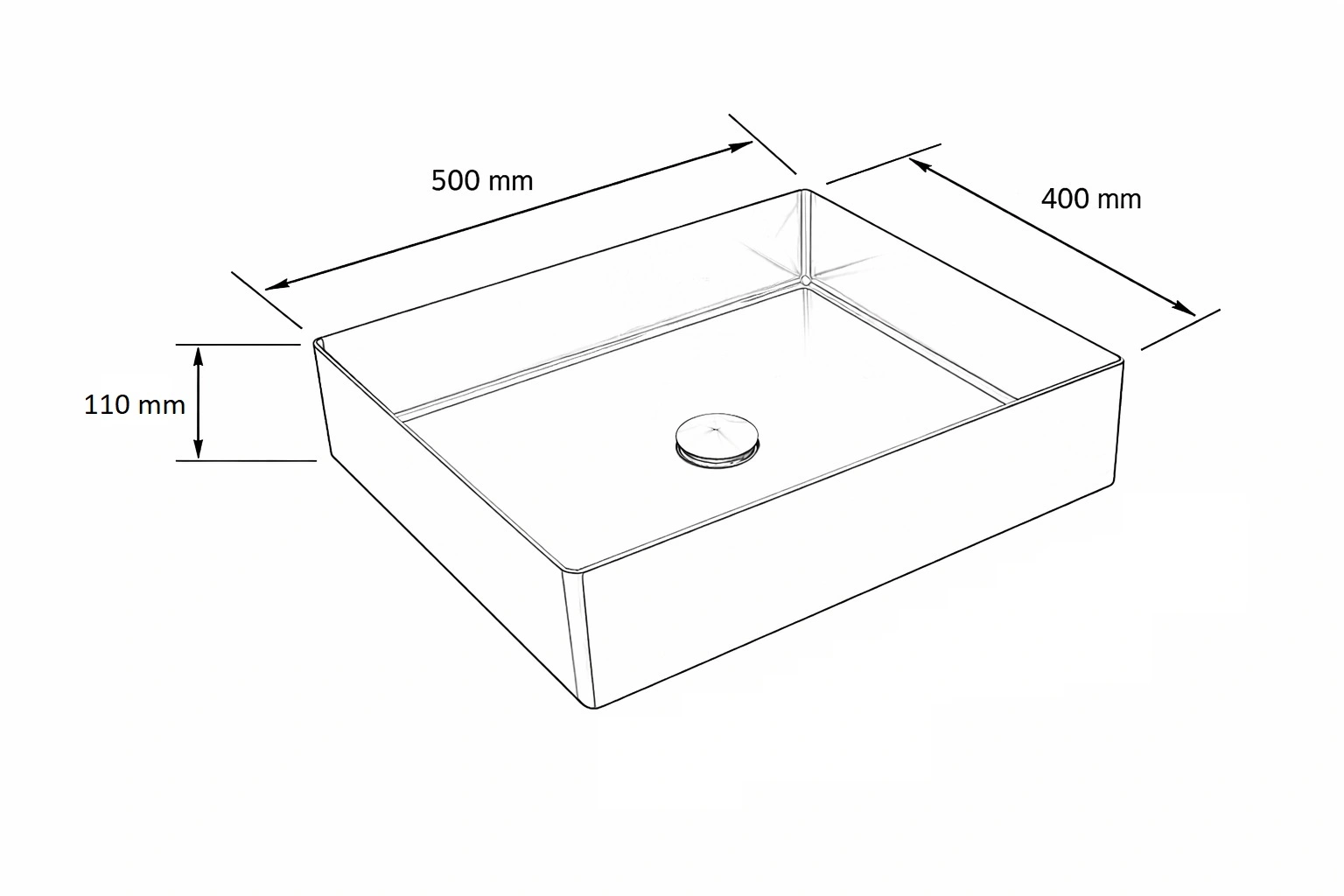 Rysunek techniczny i wymiary ROUND 50 × 40 — miedziany PVD