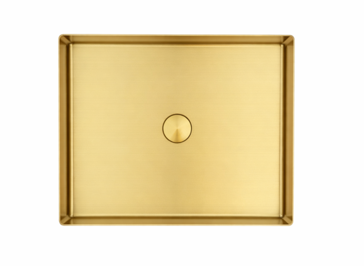 Umywalka prostokątna stalowa nablatowa 50x40 złota PVD