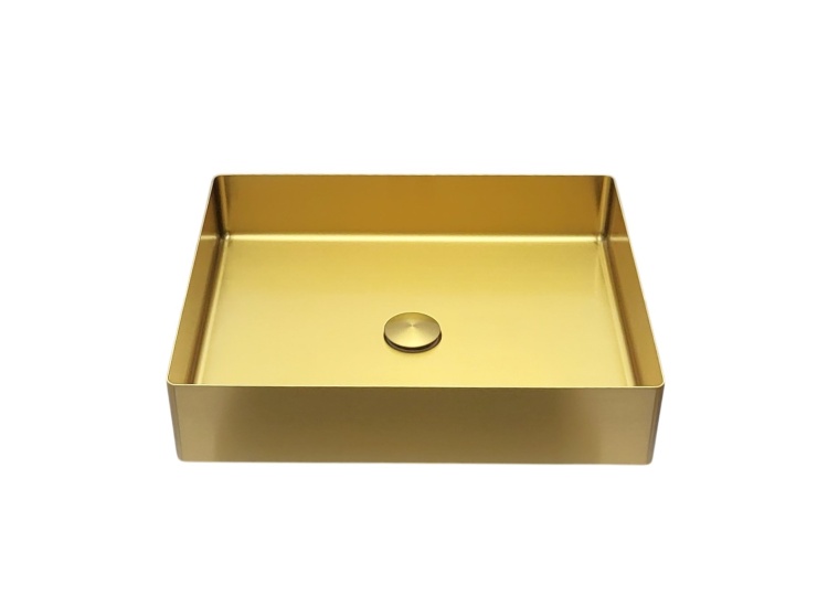 Umywalka złota prostokątna stalowa nablatowa 50x40