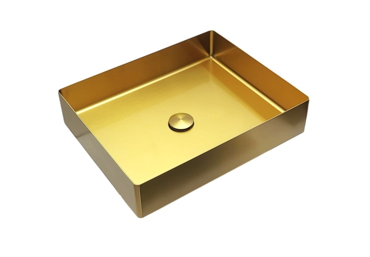 Umywalka prostokątna stalowa nablatowa 50x40 Gold