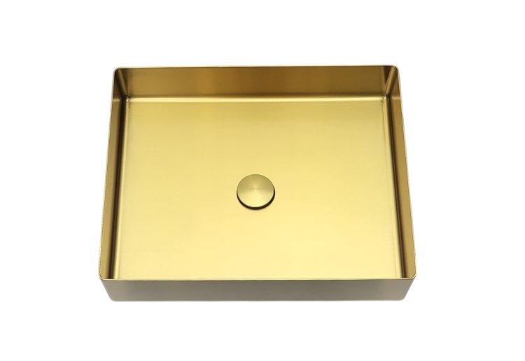 Złota umywalka ROUND prostokątna