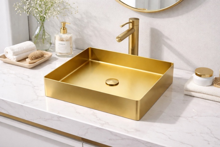 Umywalka złota w lazience