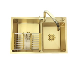 Zlewozmywak stalowy STELLMAN 7549 Złoty 75x49 + AFINO Gold + dozownik + koszyk