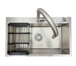 Zlewozmywak stalowy STEEL 7545 z Dozownikiem, Koszykiem i Baterią AFINO