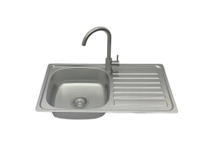 Zlewozmywak stalowy STELLMAN 7540D Dekor/Len 75x40 + bateria LUGA Inox
