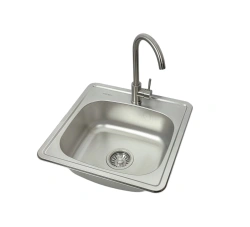 Nowoczesny zestaw do kuchni: Zlewozmywak 48x48 cm + bateria LUGA INOX
