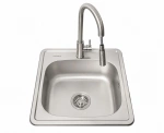 Nowoczesny zestaw do kuchni: Zlewozmywak 48x48 cm + bateria AFINO INOX z wyciąganą wylewką