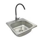 Nowoczesny zestaw do kuchni: Zlewozmywak 48x48 cm + bateria kuchenna czarna FLEXI