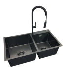 Zlewozmywak 78x45 Czarny + bateria LIRA Czarny mat