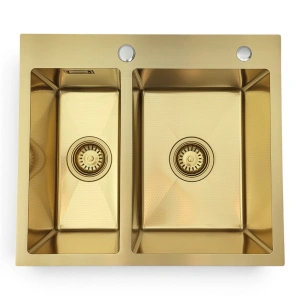 Zlewozmywak stalowy dwukomorowy STELLMAN STEEL 5649 Gold 56x49 cm