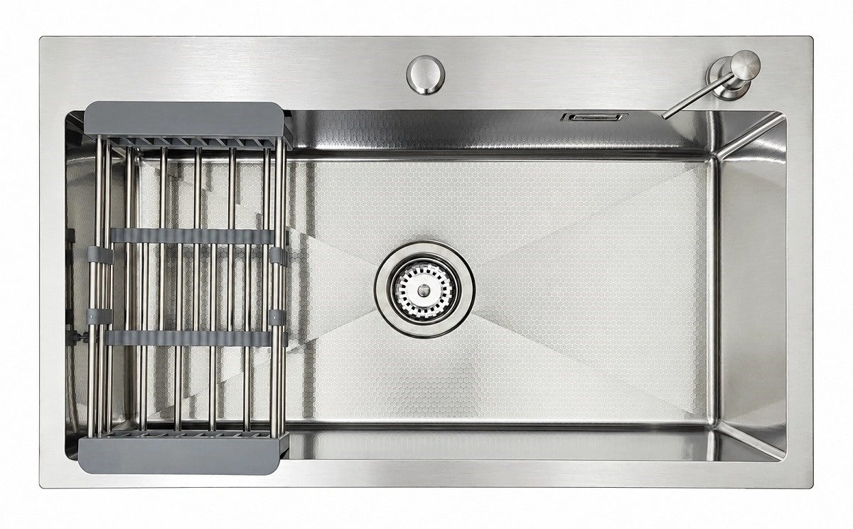 Zlewozmywak stalowy STELLMAN STEEL 7545 Inox 75x45 + dozownik + koszyk — widok wariantu