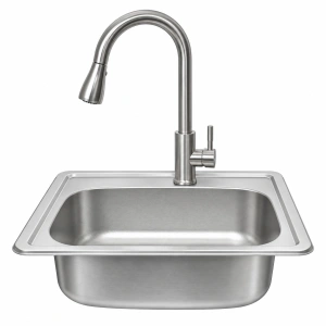 Zlewozmywak stalowy STELLMAN 4848D Dekor/Len 48x48 + bateria GRACO Inox