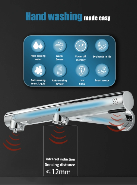 Bateria bezdotykowa umywalkowa Power 3w1 dozownik suszarka inox podtynkowa