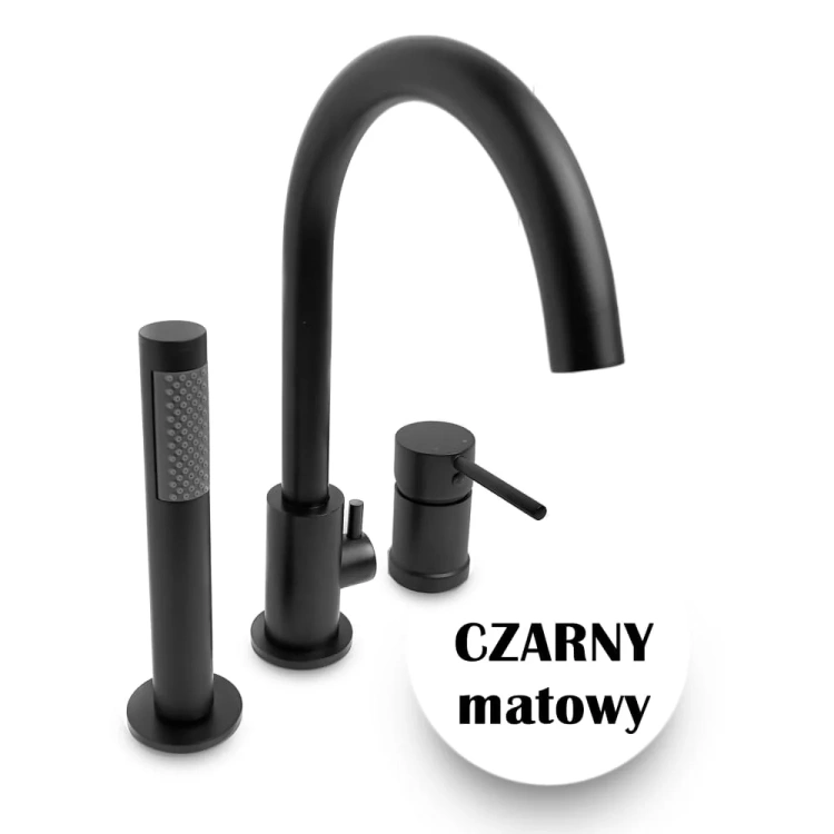 UNO BLACK bateria wannowa 3 otworowa CZARNA