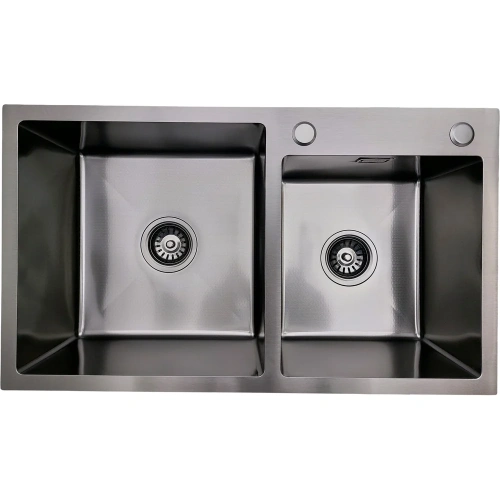 Zlewozmywak stalowy dwukomorowy STEEL 7845 CZARNY