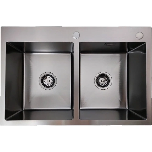 Zlewozmywak stalowy dwukomorowy STEEL 7549 CZARNY