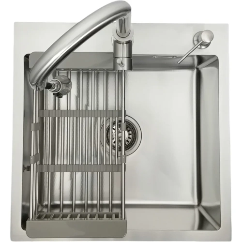 Zlewozmywak stalowy STELLMAN 5050 Inox z Dozownikiem, Koszykiem i Baterią MIURA