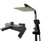 QATRO Bateria Wannowa Natryskowa Prysznicowa z Deszczownicą QUBUS CZARNA