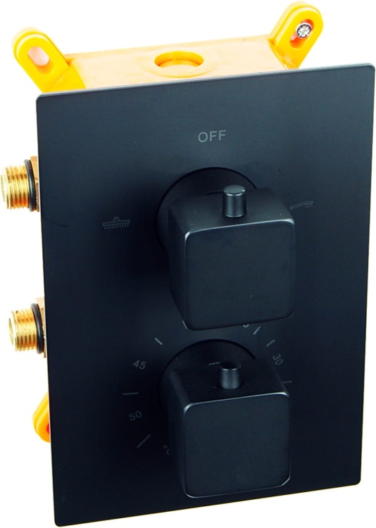 VIVID BLACK TR2 termostatyczna bateria natryskowa prysznicowa deszczownica Ultra Slim 25 cm CZARNA