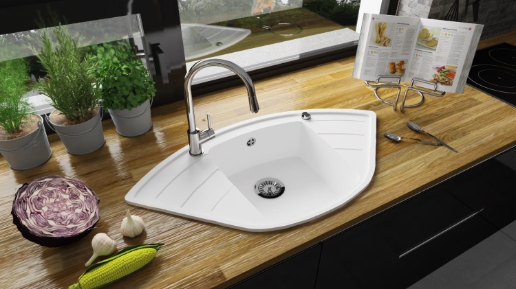 Zlewozmywak Granitowy ALTAIR biały