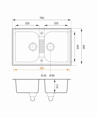 Zlewozmywak Granitowy ELIOS 20 czarny metalik