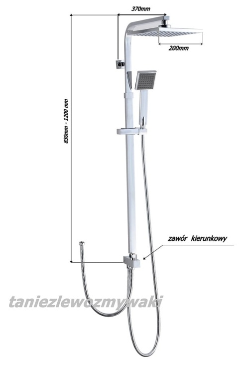 AQUALINE Bateria Natryskowa Prysznicowa Termostatyczna z Deszczownicą QUBUS