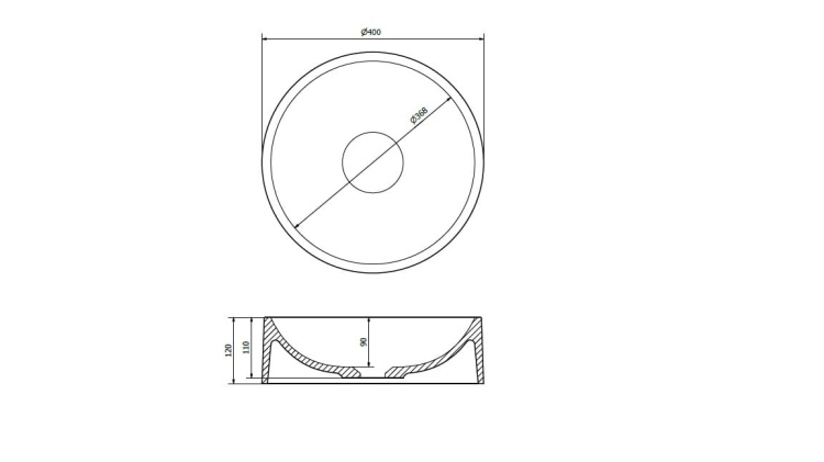 Umywalka nablatowa MAUN 40 Beton
