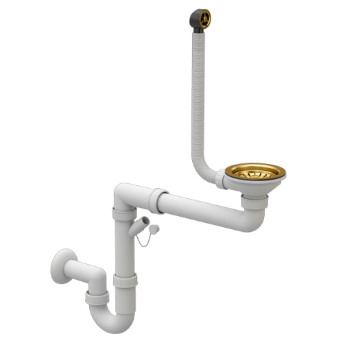 Syfon Zlewozmywakowy ZŁOTY Przyścienny Ręczny 1 komorowy