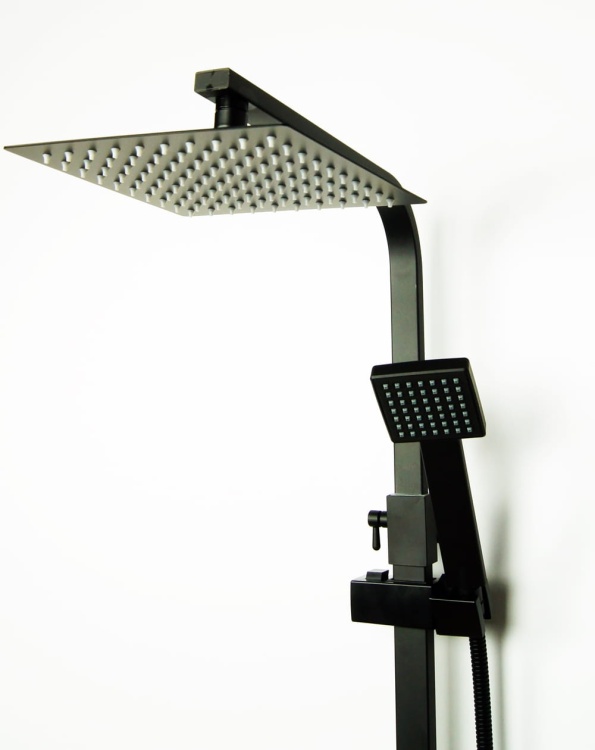 UNO BLACK bateria natryskowa prysznicowa z deszczownicą QUBUS CZARNY