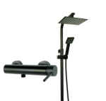 UNO BLACK bateria natryskowa prysznicowa z deszczownicą QUBUS CZARNY