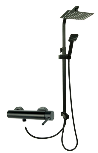 UNO BLACK bateria natryskowa prysznicowa z deszczownicą QUBUS CZARNY